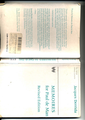 Memoires for Paul de Man