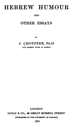 Hebrew Humour and Other Essays