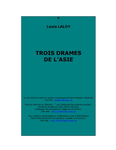 TROIS DRAMES DE L'ASIE