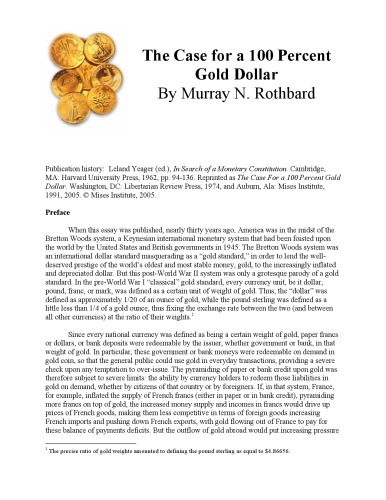 The Case for the 100 Percent Gold Dollar