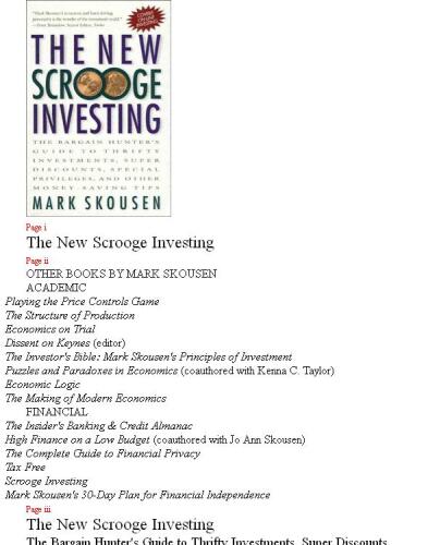 The New Scrooge Investing: The Bargain Hunter's Guide to Thrifty Investments, Super Discounts, Special Privileges, and Other Money-Saving Tips