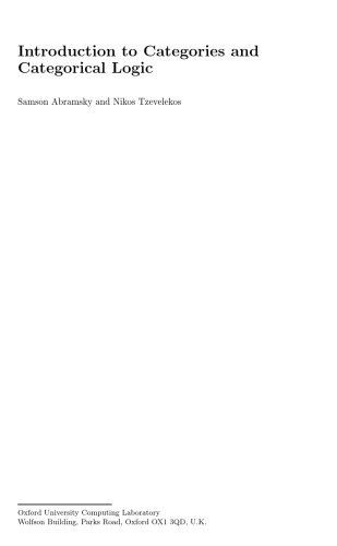 Introduction to Categories and Categorial Logic (draft)