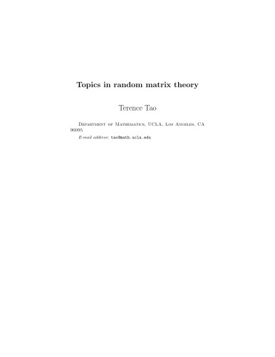 Topics in Random Matrix Theory (Draft)