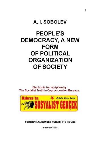 People's Democracy, A New Form Of Political Organization Of Society