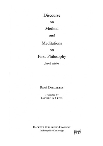 Discourse on Method and Meditations on First Philosophy, 4th Ed.