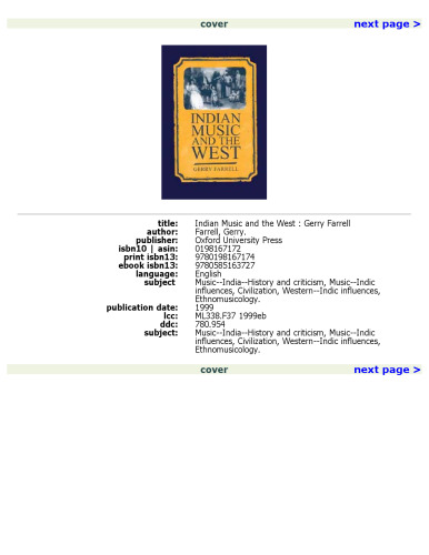 Indian Music and the West (Clarendon Paperbacks)