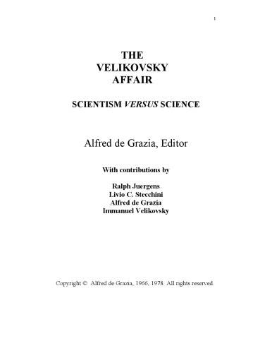 The Velikovsky Affair: Scientism versus Science