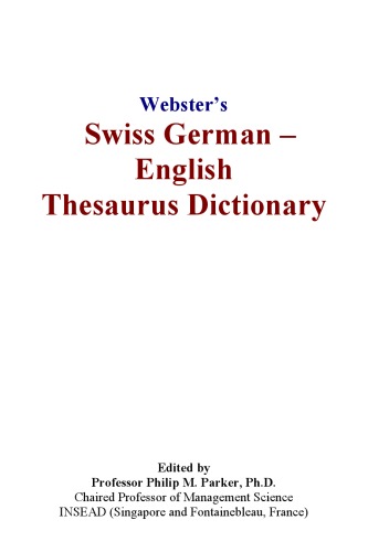 Websters Swiss German - English Thesaurus Dictionary