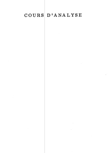Cours d'analyse : Vol. 1