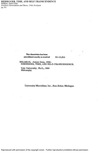 [Dissertation] Heidegger, Time, and Self-transcendence