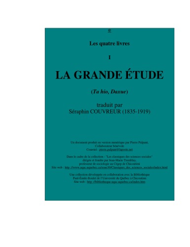 les quartre livres 1:LA GRANDE ETUDE(Ta hio,Daxue)