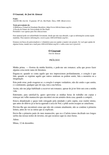 Literatura: O Guarani