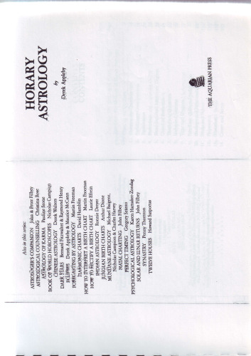 Horary Astrology: An Introduction to the Astrology of Time (Astrology Handbooks)