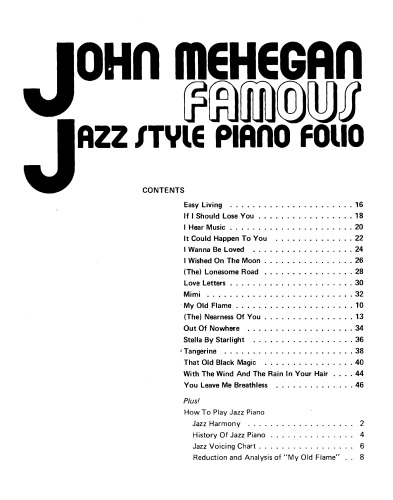 FAMOUS JAZZ STYLE PIANO FOLIO (ISSUE #F8108A)  With Instruction on How to Play Jazz Piano
