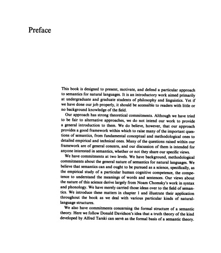 Knowledge of Meaning: An Introduction to Semantic Theory