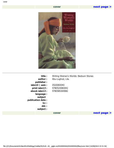 Writing Women's Worlds: Bedouin Stories