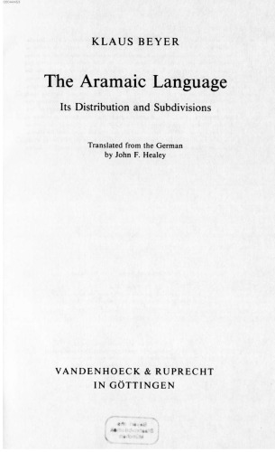 The Aramaic Language: Its Distribution and Subdivisions
