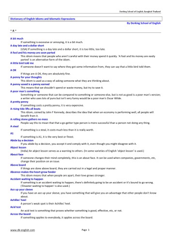 Dictionary of English Idioms and Idiomatic Expressions