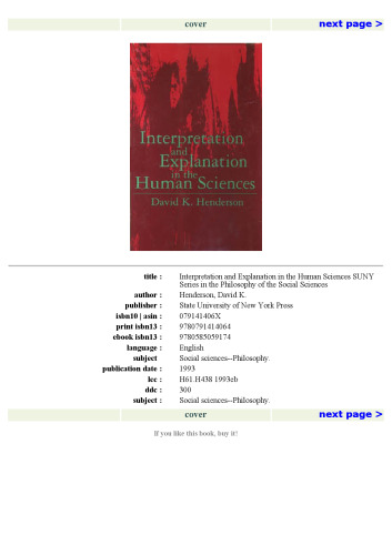 Interpretation and Explanation in the Human Sciences