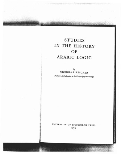 Studies in the History of Arabic Logic