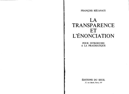 La transparence et l'énonciation