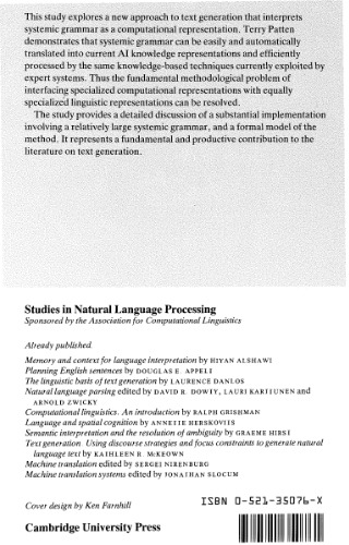 Systemic Text Generation as Problem Solving (Studies in Natural Language Processing)
