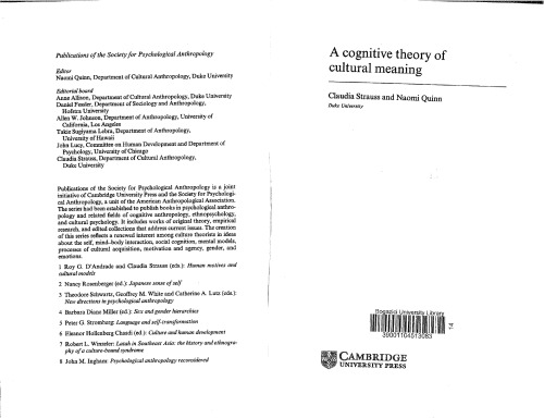 A Cognitive Theory of Cultural Meaning