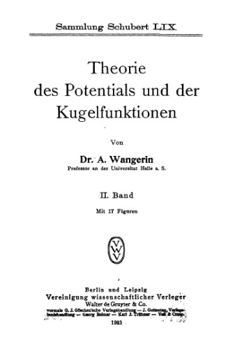 Theorie des Potentials und der Kugelfunktionen, Band II