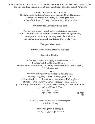 The Invention of Autonomy: A History of Modern Moral Philosophy