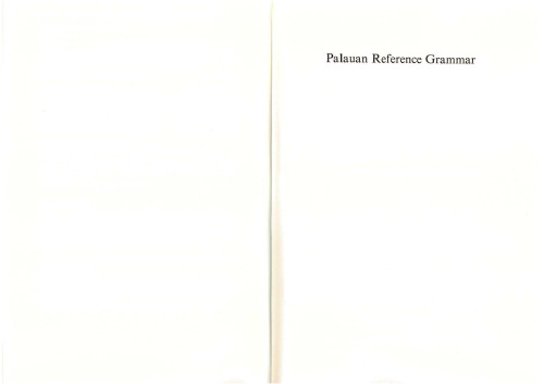 Palauan Reference Grammar (PALI language texts)