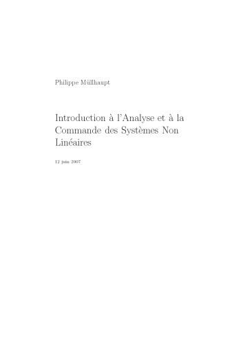 Introduction à l'analyse et à la commande des systèmes non linéaires