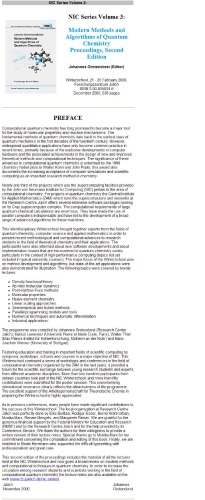 Modern Methods and Algorithms of Quantum Chemistry Proceedings, Second Edition. Wintershool, 21 - 25 February 2000. NIC Series: Volume 3