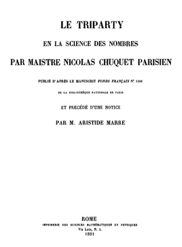 Le Triparty en la science des nombres