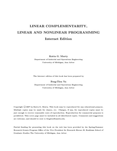 Linear complementarity, linear and nonlinear programming