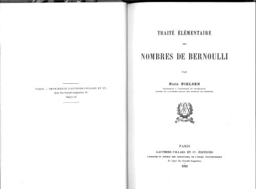 Traité élémentaire des nombres de Bernoulli
