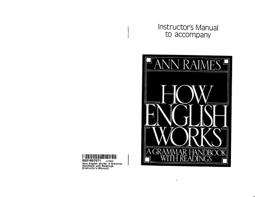 How English Works: A Grammar Handbook with Readings  Instructor's Manual