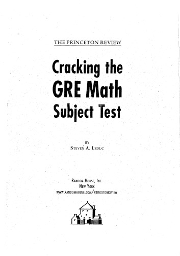 Cracking the GRE Math Test, 3rd Edition
