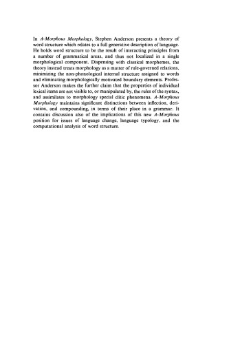 A-Morphous Morphology