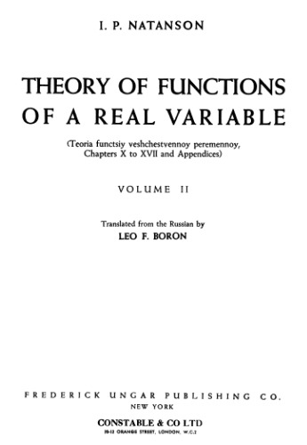 Theory of Functions  of a Real Variable, vol.II