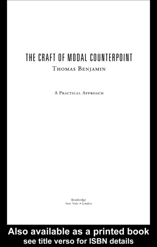 The Craft of Modal Counterpoint
