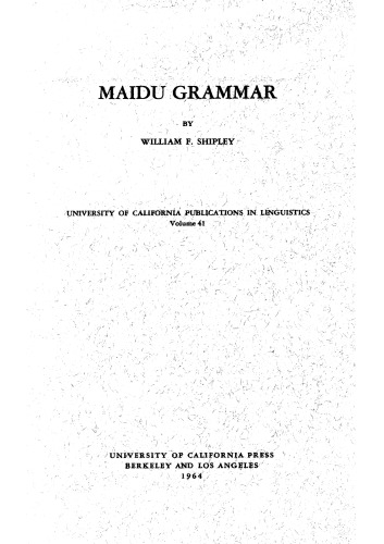 Maidu Grammar