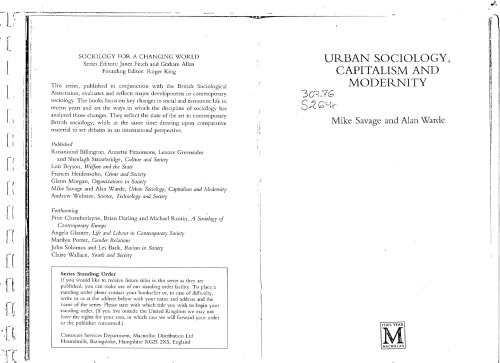 Urban Sociology, Capitalism and Modernity