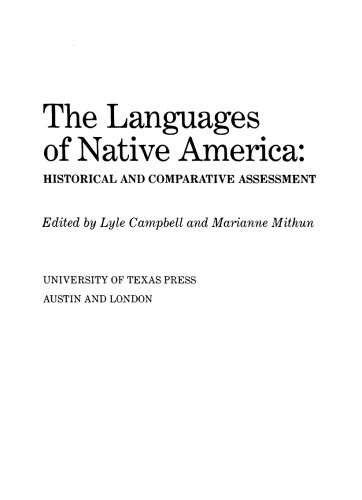 The Languages of Native America: Historical and Comparative Assessment
