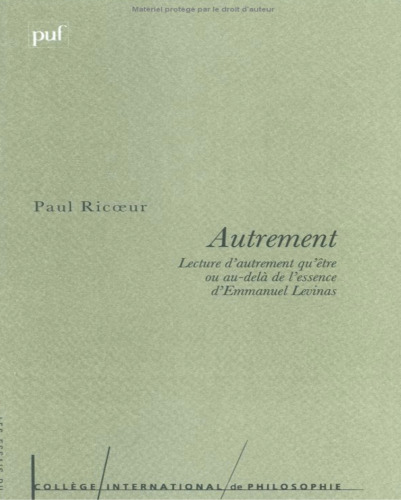 Autrement: Lecture D'Autrement Qu'Etre