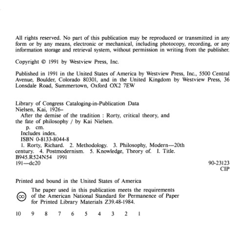 After the Demise of the Tradition: Rorty, Critical Theory, and the Fate of Philosophy