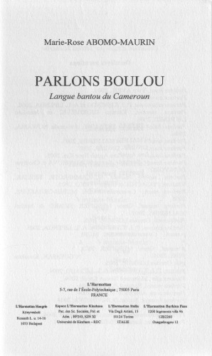 Parlons boulou : Langue bantou du Cameroun