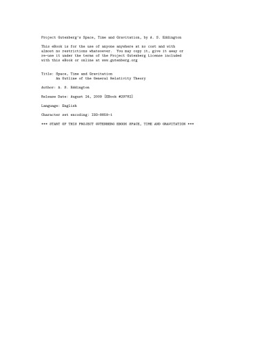 Space Time And Gravitation