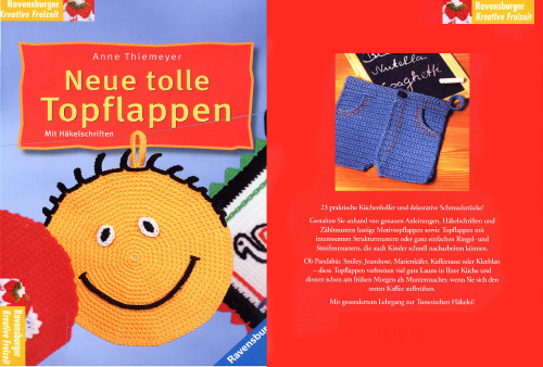 Neue tolle Topflappen. Mit Häkelschriften