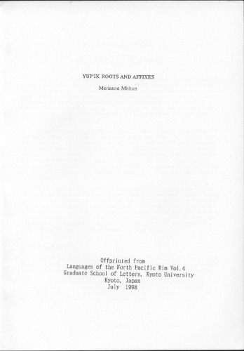 Yupik Roots and Affixes