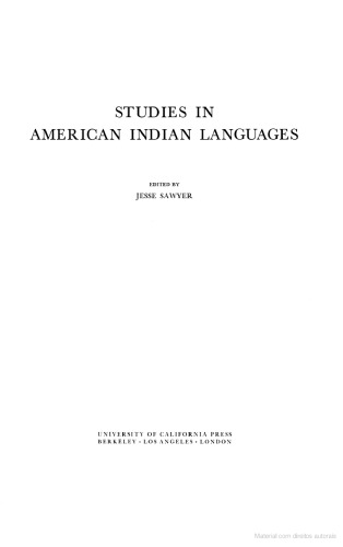 Studies in American Indian Languages (Library Reprint)